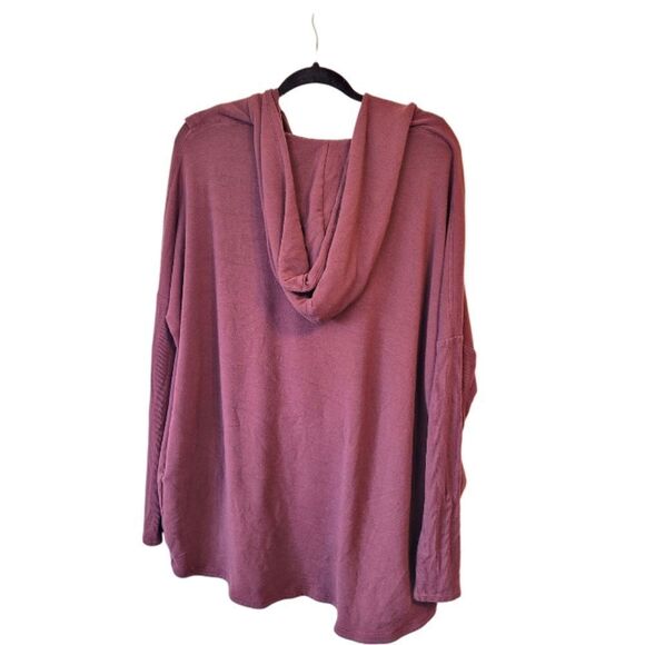 Athleta Women's Maroon Crossover Front Hooded Modal Blend Workout Top Size XL - Picture 2 of 5